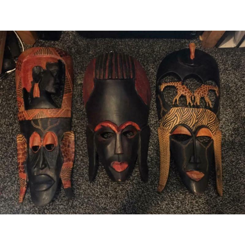 Handmade African Wooden Art Collectible Masks
