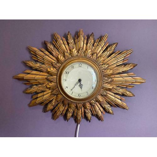 FABULOUS SMITHS SECTRIC SUNBURST ART DECO WALL CLOCK (1930s) IN PRISTINE CONDITION
