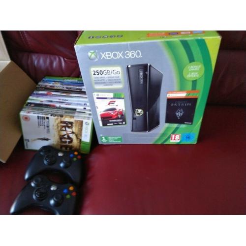 Xbox 360 250GB with 2 Controllers and 48 Games - CAN DELIVER SAME DAY