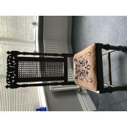 4 unusual antique dining chairs high back caned
