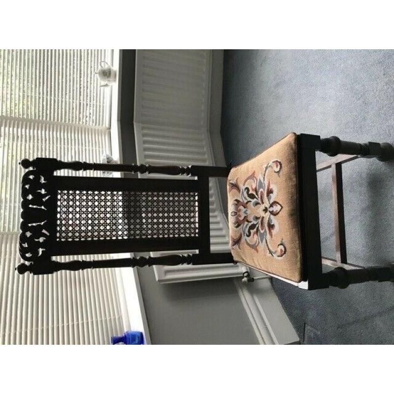 4 unusual antique dining chairs high back caned