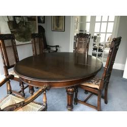 4 unusual antique dining chairs high back caned