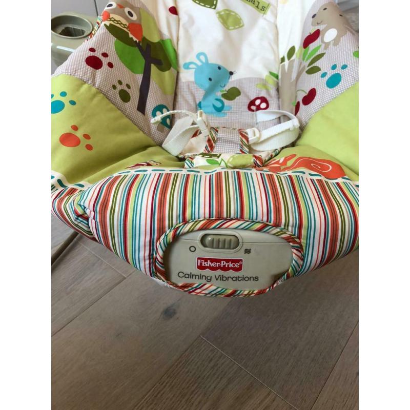 Fisher Price The Happy Forest Animals Baby Bouncer with calming vibrations