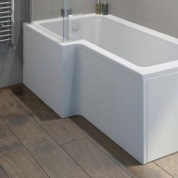 MODERN WHITE L SHAPE ACRYLIC FRONT SHOWER BATH PANEL 1700mm