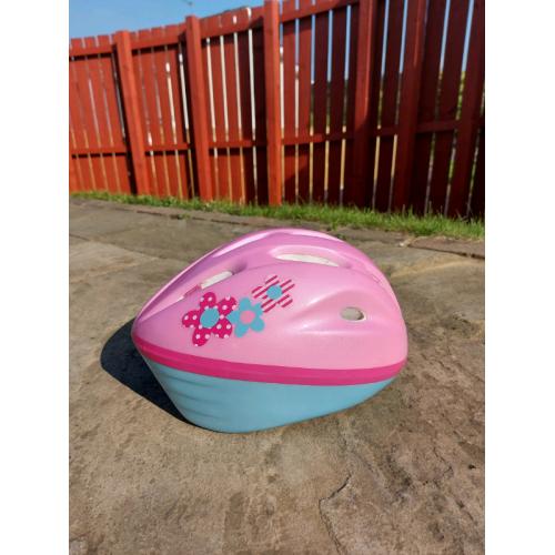 Pink and blues children's helmet