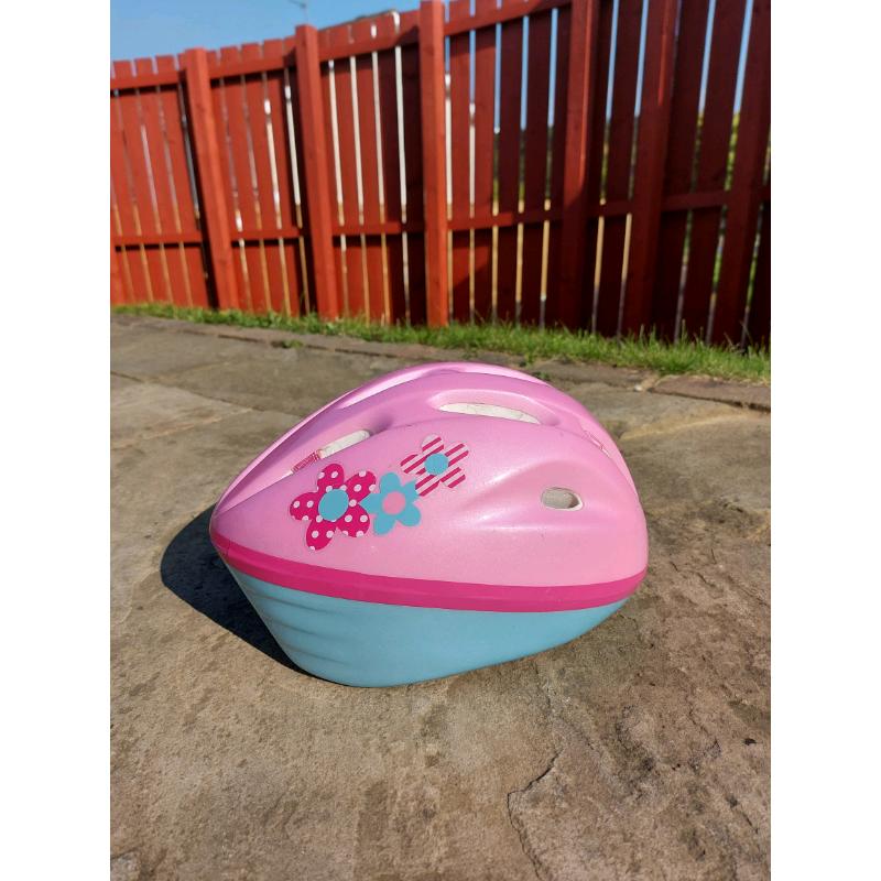 Pink and blues children's helmet