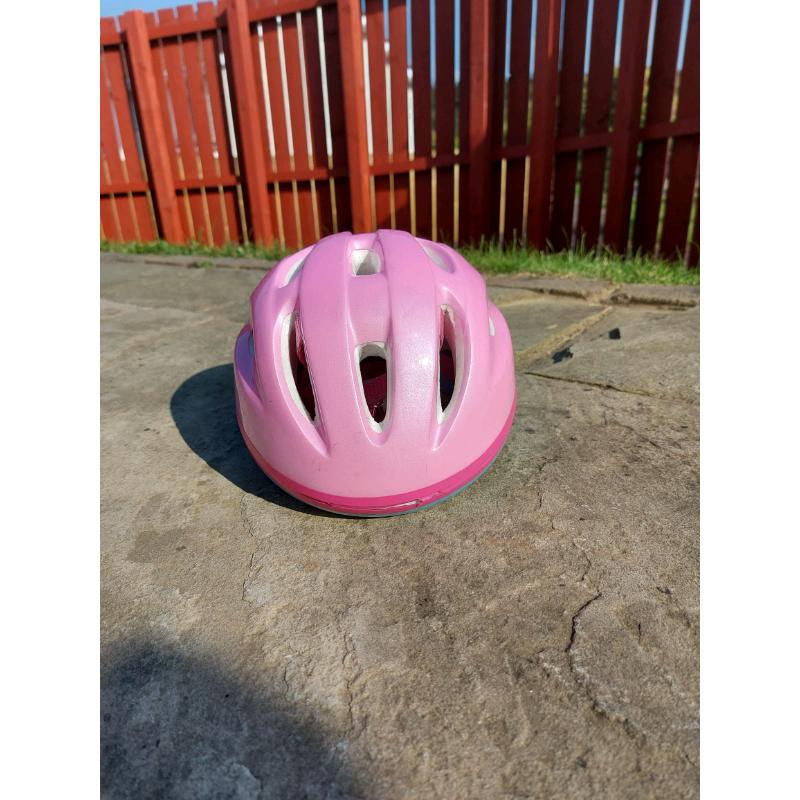 Pink and blues children's helmet