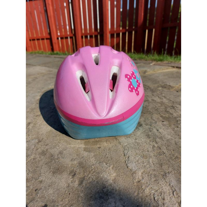Pink and blues children's helmet