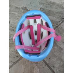 Pink and blues children's helmet