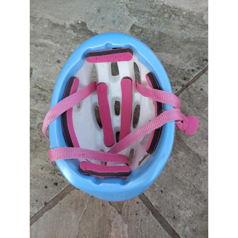 Pink and blues children's helmet
