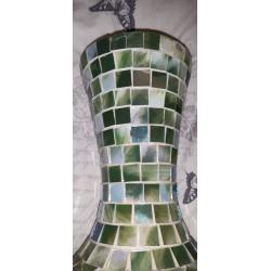Green mosaic cracked glass large vase