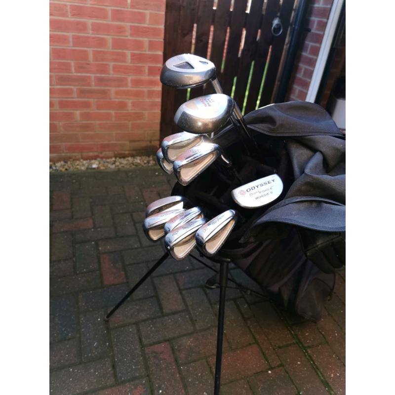 Golf clubs and bag