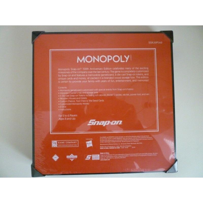 SNAP ON MONOPOLY BOARD GAME BRAND NEW SEALED LIMITED EDITION 100 YEAR ANNIVERSARY L@@K