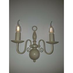 Beige 5 arm chandelier ceiling light fitting & pair of matching wall lights, VGC, approx ?270 new